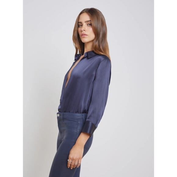 MSRP $345 L'AGENCE Dani 100 % Silk BLOUSE - Picture 3 of 5